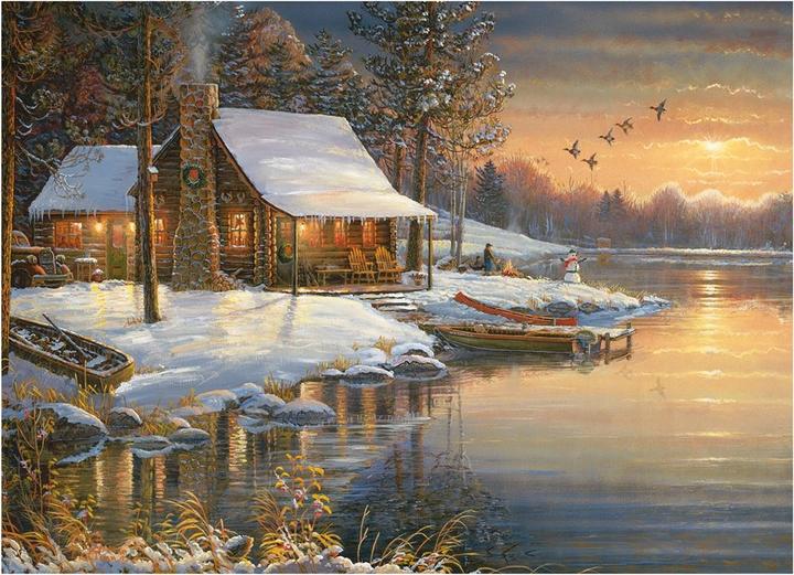 Actual product image Cobble Hill Log cabin in winter (1000 pieces)