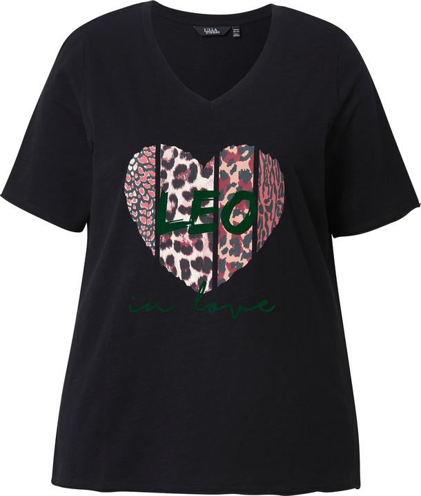 Immagine prodotto Ulla Popken T-shirt classica con cuore leopardato, scollo a V e mezze maniche (46, 48)