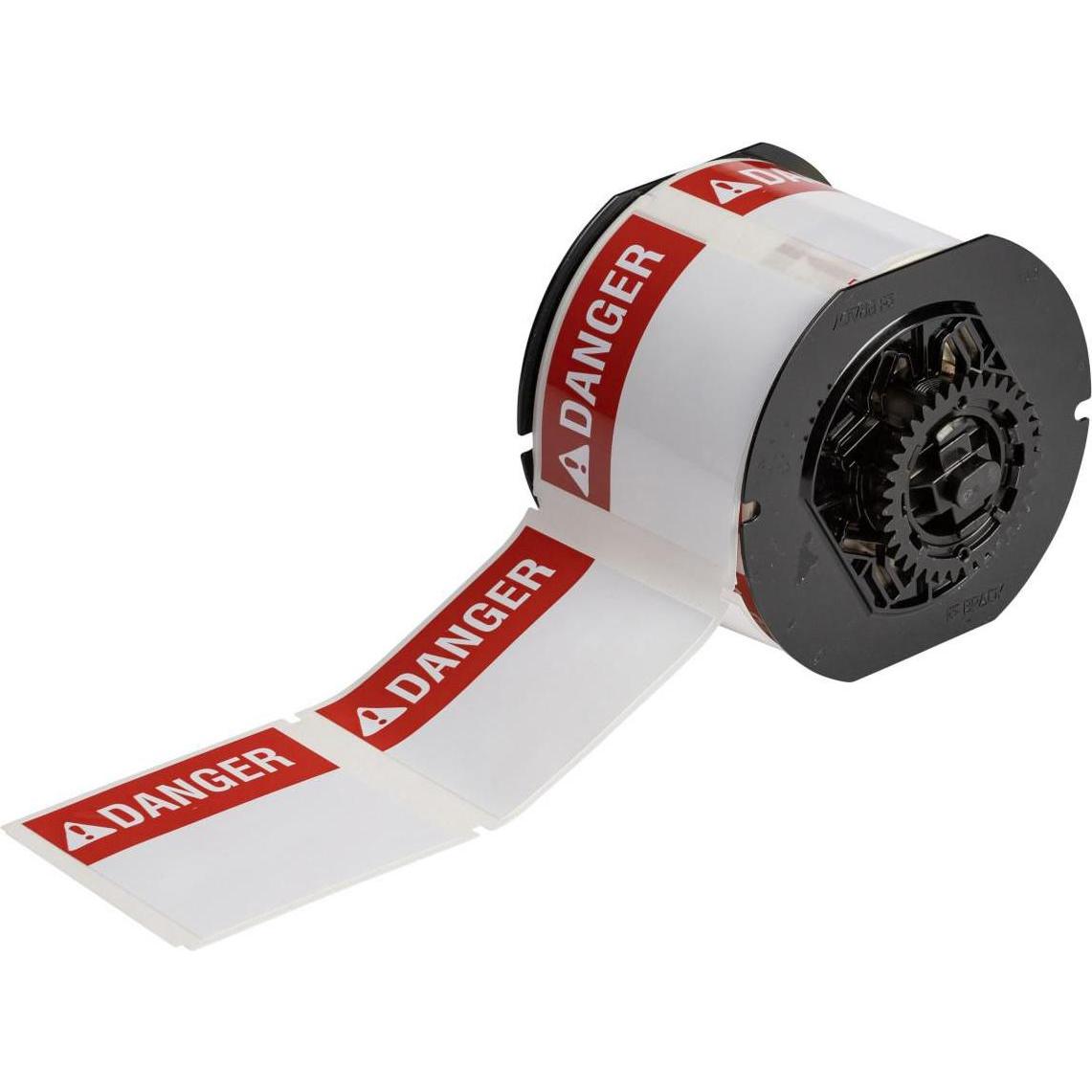 Brady, Etikettenrol, B33-184-483-ANSIDA, voorbedrukte gevaarsetiketten, polyester, rood op wit, glanzend, 76,20 (7.62 cm)