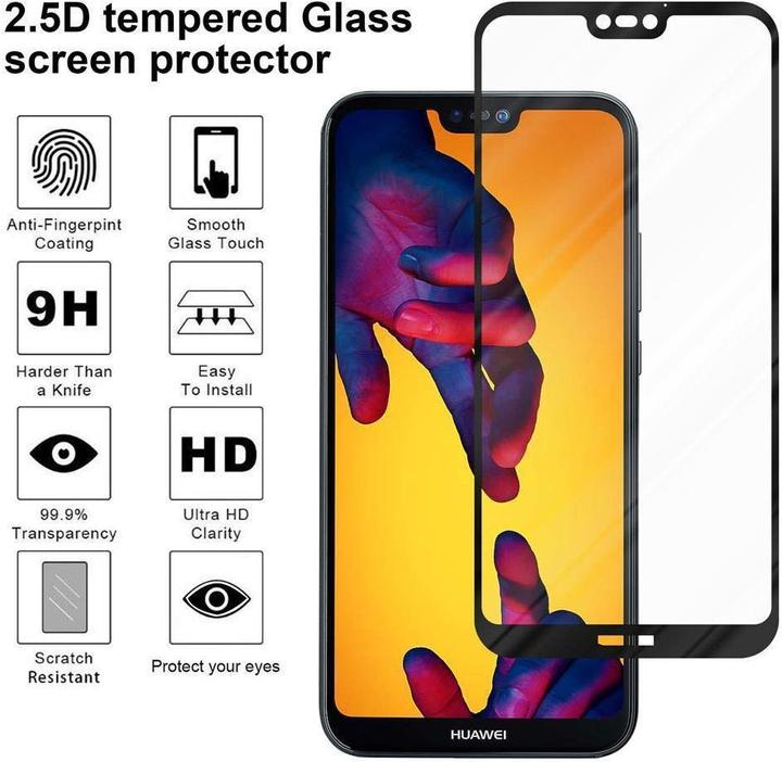 Produktbild Cadorabo Fullcover Display Schutzglas für Huawei P20 LITE 2018 / NOVA 3E Retail Packaging (1 Stk., Huawei Nova 3E, Huawei P20 Lite)