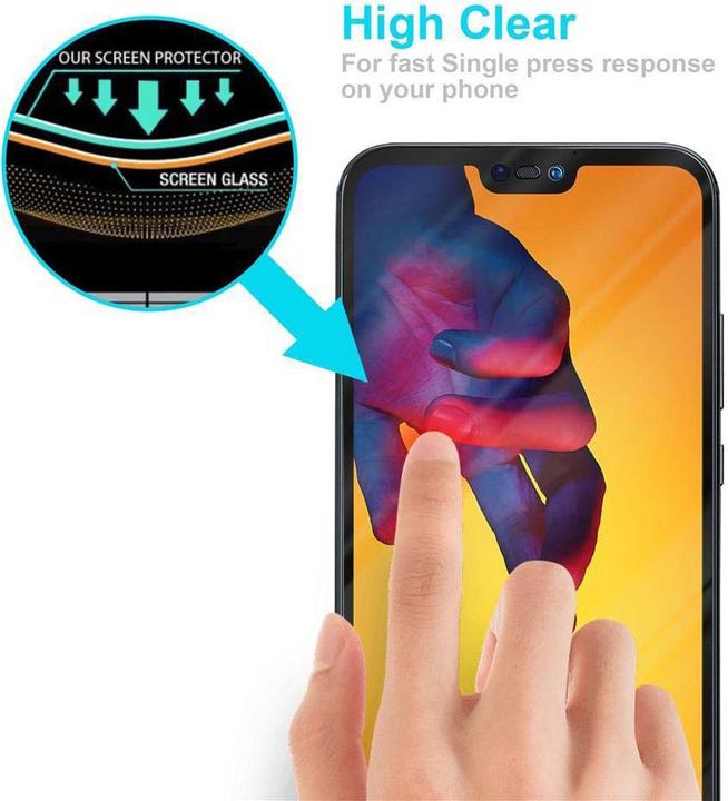 Produktbild Cadorabo Fullcover Display Schutzglas für Huawei P20 LITE 2018 / NOVA 3E Retail Packaging (1 Stk., Huawei Nova 3E, Huawei P20 Lite)