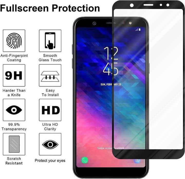 Actual product image Cadorabo Full Cover Display Protection Glass for Samsung Galaxy A6 2018 Retail Packaging (1 pcs., Samsung Galaxy A6)