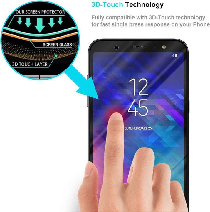 Actual product image Cadorabo Full Cover Display Protection Glass for Samsung Galaxy A6 2018 Retail Packaging (1 pcs., Samsung Galaxy A6)