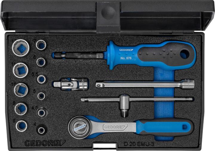 Actual product image Gedore D 20 EMU-3 Socket spanner set 1/4" 17 pieces UD profile 4-13 mm