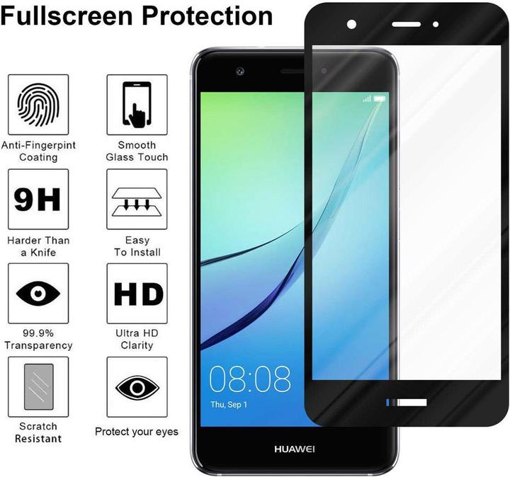 Actual product image Cadorabo Fullcover Display Protection Glass for Huawei NOVA 2 Retail Packaging (1 Piece, Nova 2)