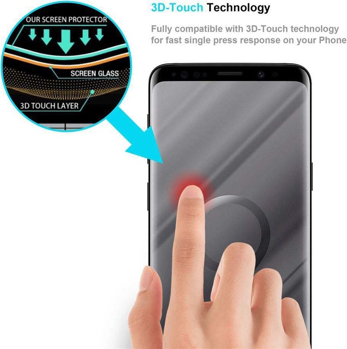 Actual product image Cadorabo Full Cover Display Protection Glass for Samsung Galaxy S9 Retail Packaging (1 Piece, Samsung Galaxy S9)