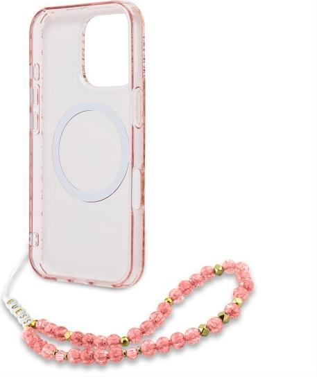 Productafbeelding Guess Bloemen met parelband hoesje voor Apple iPhone 16 Pro - roze (Apple iPhone 16 Pro)