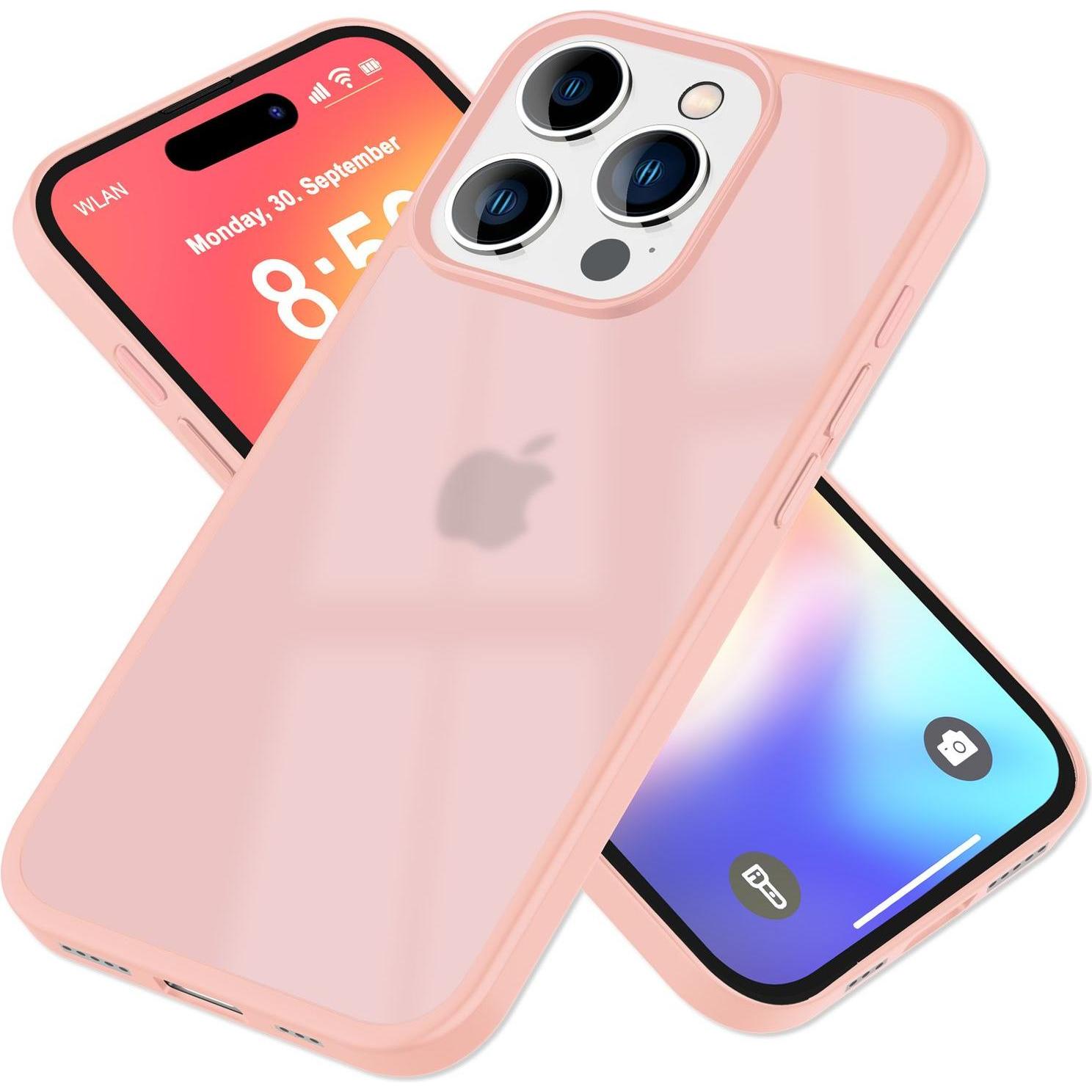 Nalia Matte Hybrid Hülle Semi-Transparent (Apple iPhone 16 Pro), Smartphone Hülle, Rosa