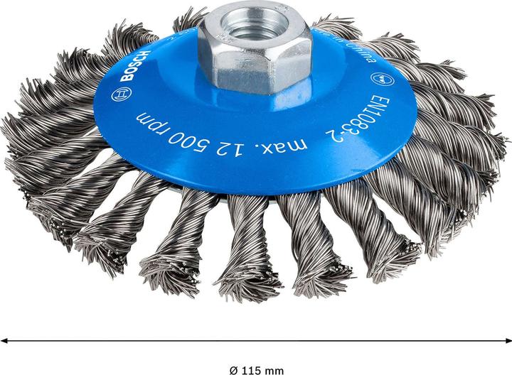 Actual product image Bosch Professional Zubehör PRO Metal heavy tapered brush, 115 x 0.5 mm, thread (plaited)