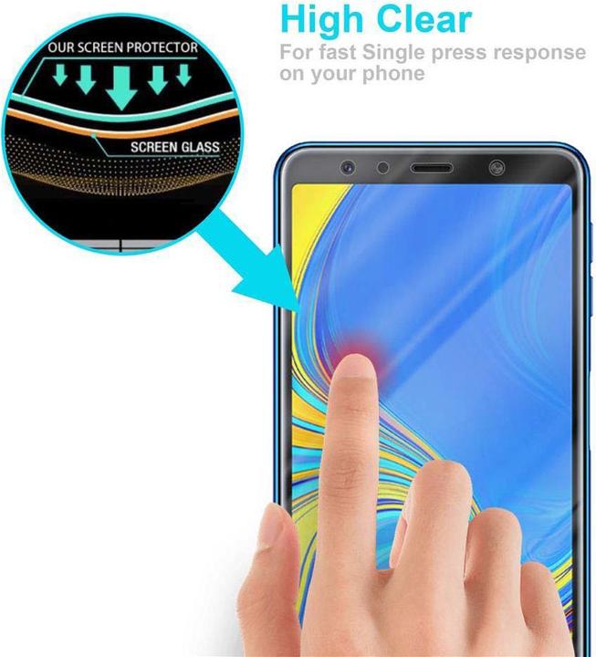 Actual product image Cadorabo Display protection glass for Samsung Galaxy A7 2018 (1 pcs., Samsung Galaxy A7 (2018))