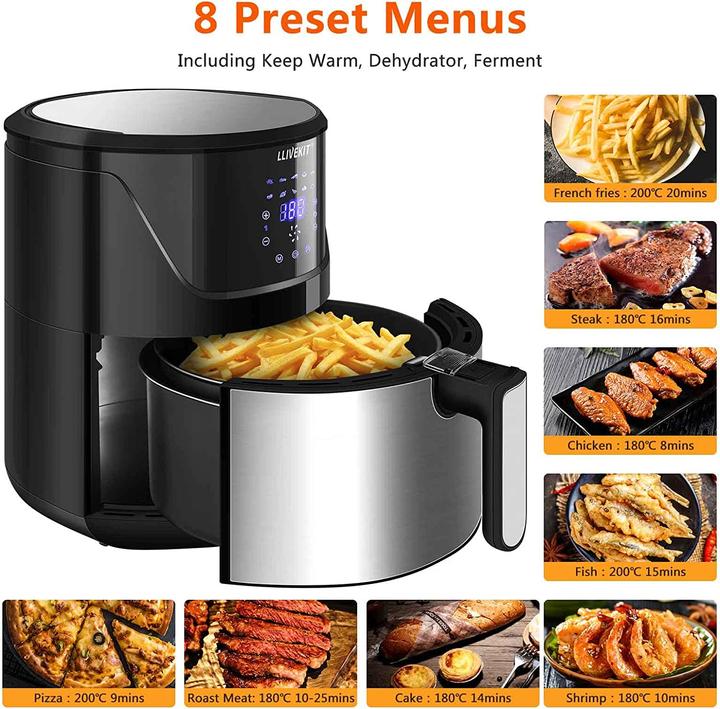 Immagine prodotto Llivekit Friggitrice ad aria calda XXL 5L, nero e argento