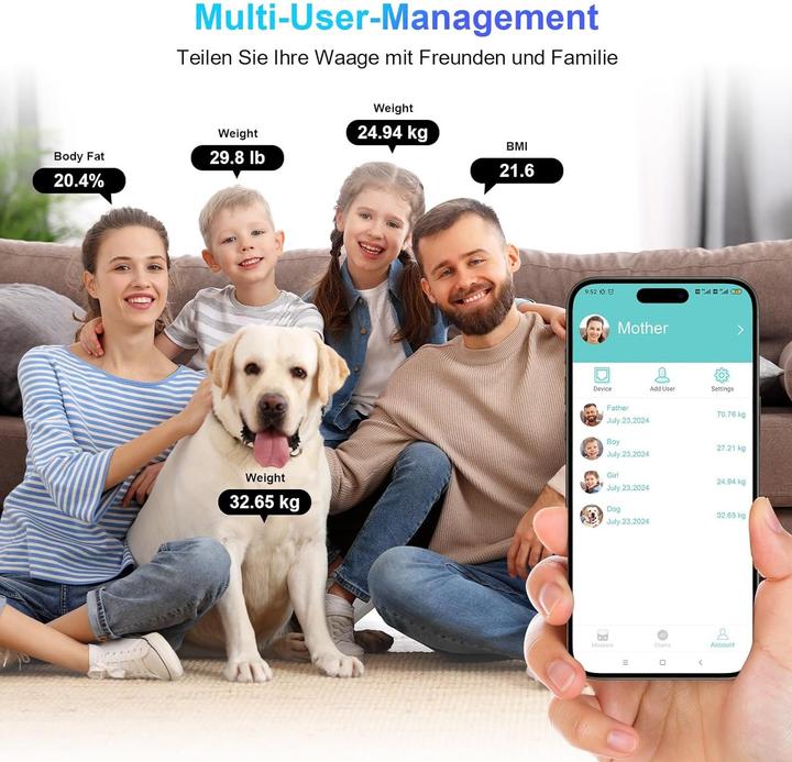 Produktbild Healthkeep Digitale Körperfettwaage mit App & Bluetooth-Funktion (180 kg)