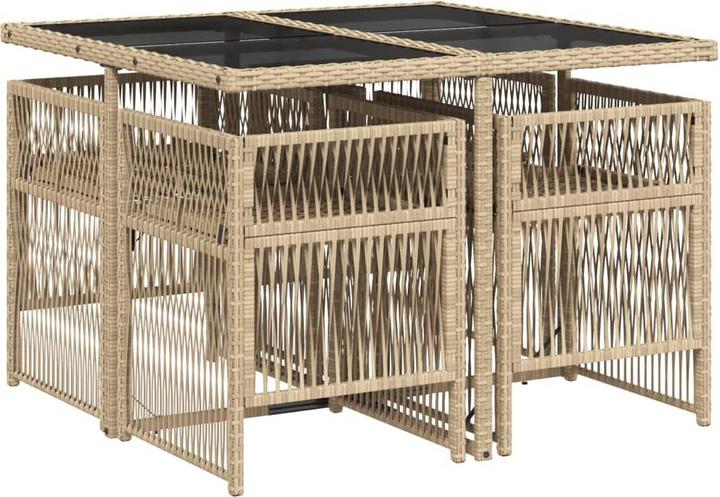 Actual product image vidaXL Garden furniture dining set garden set seating group 5 pcs. beige poly rattan (110 cm)