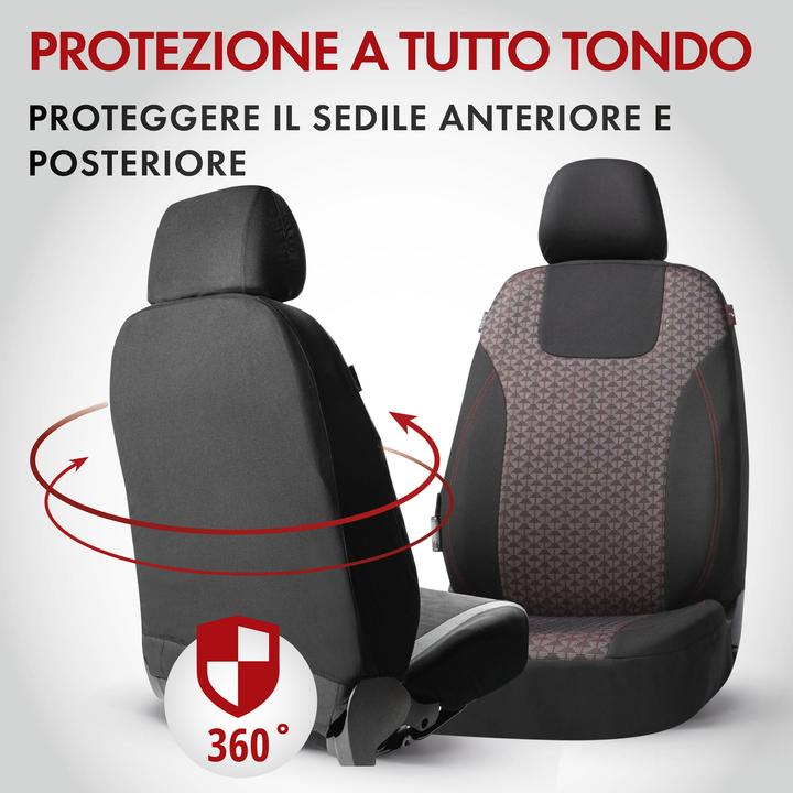 Immagine prodotto Walser Coprisedili premium per auto Redring per due sedili anteriori con colori nero/rosso