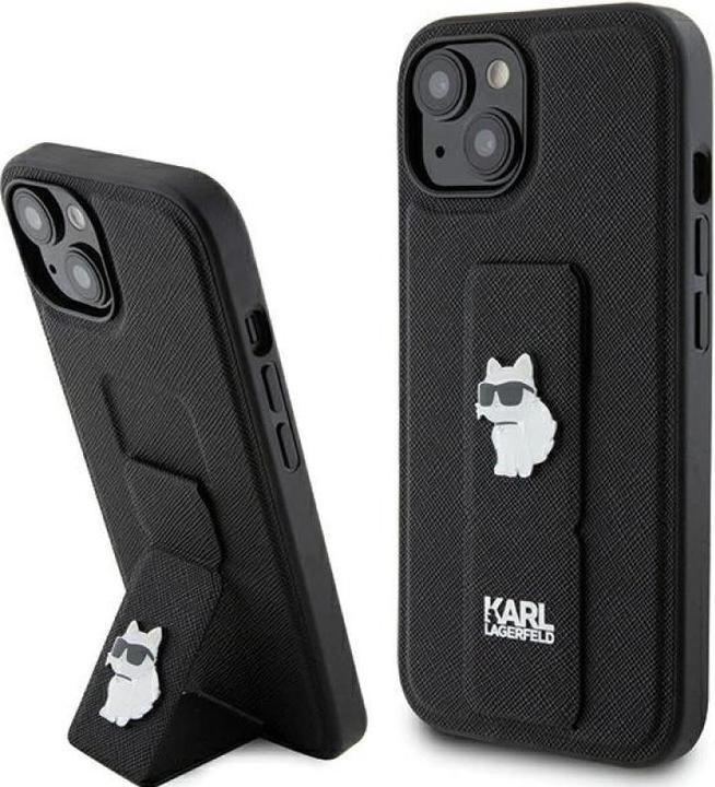 Produktbild Karl Lagerfeld KLHCP15SGSACHPK iPhone 15 6.1" czarny/black hardcase Gripstand Saffiano Choupette Pin (Apple iPhone 15)
