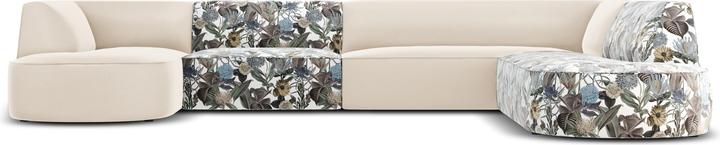 Beige, Garden Light Blue Pattern