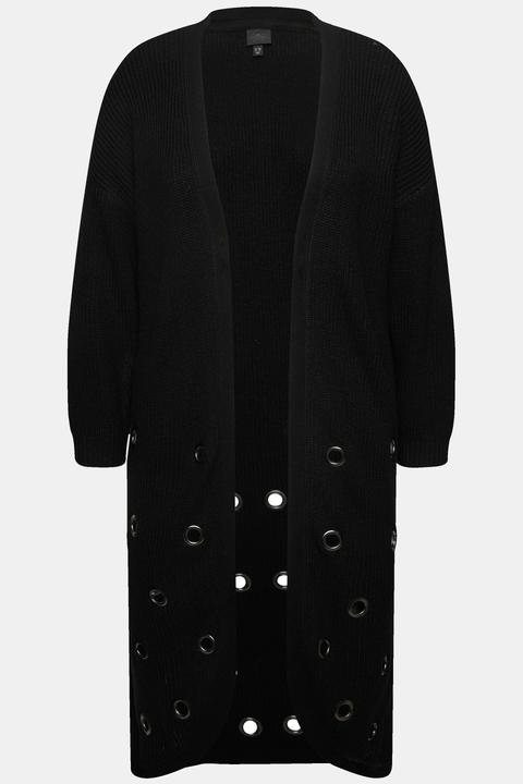 Produktbild Ulla Popken Long-Strickjacke, Ösen, offene Form, V-Ausschnitt (42, 44)