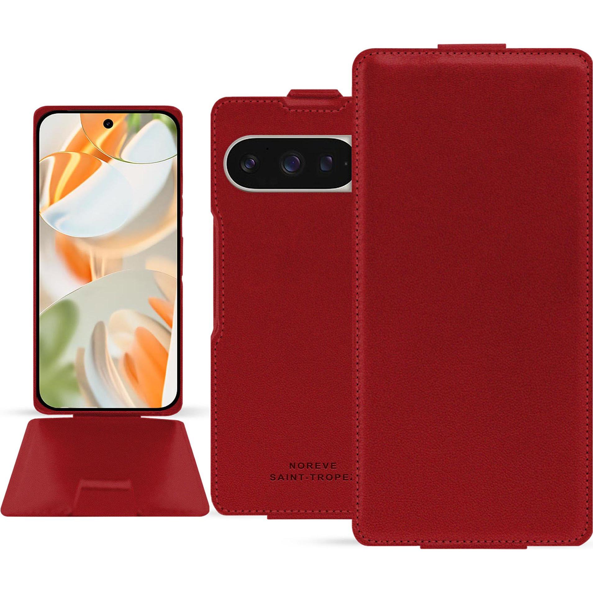 Noreve Lederschutzhülle vertikal (Google Pixel 9 Pro Fold), Smartphone Hülle, Rot