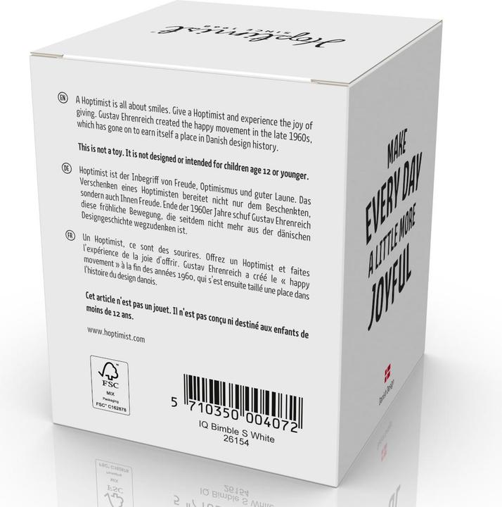 Actual product image Hoptimist Bimble IQ S 7.2 cm Stand-up, White/Black (Ø 5 x 7.5 cm)