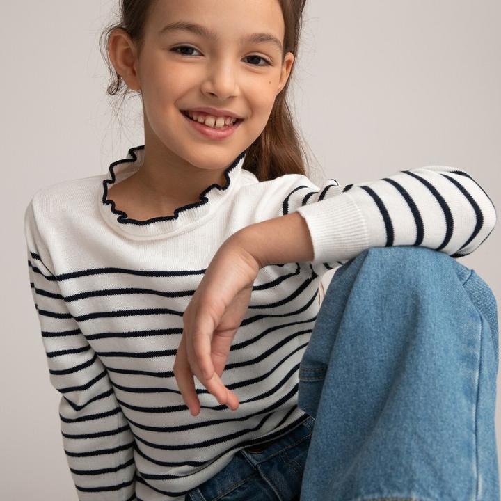 Actual product image La Redoute Collections Sailor Sweater with Decorated Collar (110)