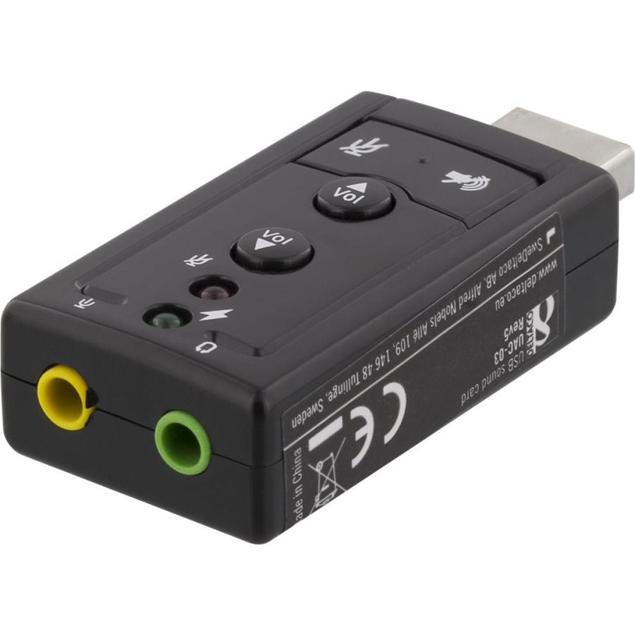 Deltaco UAC-03 - 2.0 Kanäle - USB - 3,5 mm - Tasten - Schwarz - Windows 7,Windows Vista (USB), Soundkarte, Schwarz