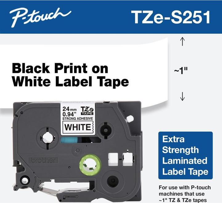 Produktbild Brother Tze-S251 (2.40 cm, Weiss, Schwarz)