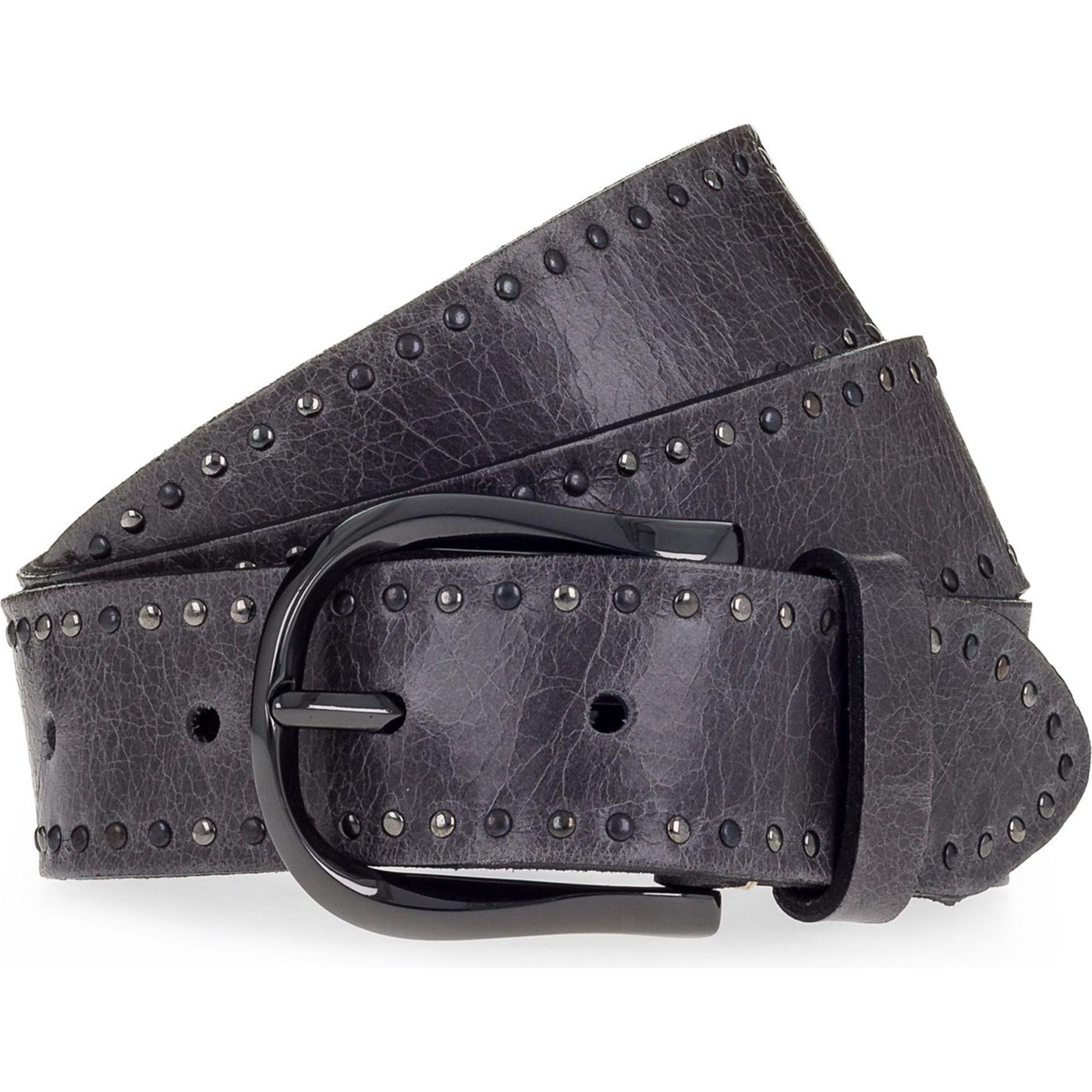 B.Belt, Damen, Gürtel, Nietengürtel Leder, Grau, (85)