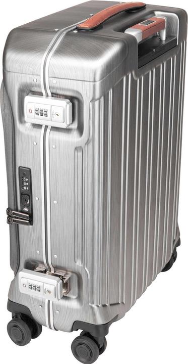 Actual product image Piquadro PQ-Light - Fast-Check Hand Luggage Hard Shell Trolley Black/Leather (37 l)