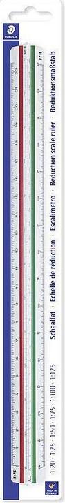 Immagine prodotto Staedtler Mars 561 98-1BK scala triangolare, plastica bianca, filetti colorati, graduazione in rilievo (33 cm, Materiale sintetico)