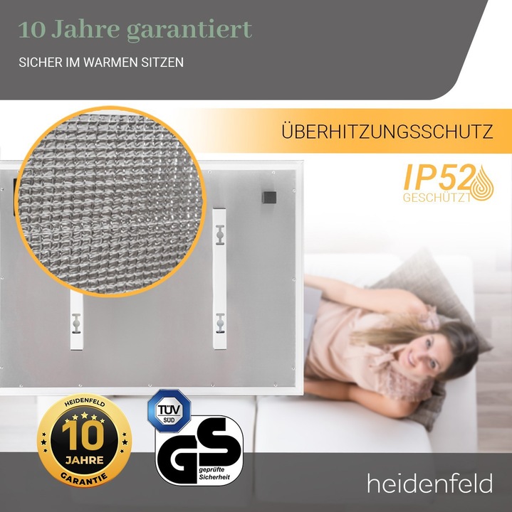 Produktbild Heidenfeld Infrarot Deckenheizung mit Licht 390-800 Watt Infrarotheizung LED (800 Watt Warmweiss) (800 W)