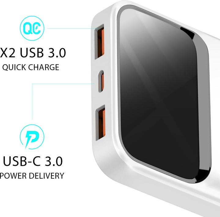 Actual product image Bwoo Ultra thin 22,5W 10000 mAh power bank, white (22.50 W, 37 Wh)