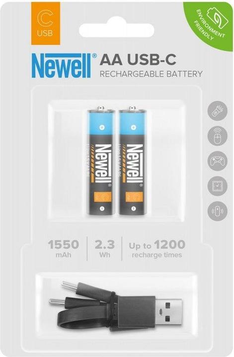 Newell AA USB-C 1550 mAh Akku, 2 Stk. Blase (2 Stk., AA, 1550 mAh)