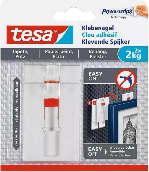Actual product image tesa Klebehaken Verstellbarer Klebenagel für Tapeten und Putz