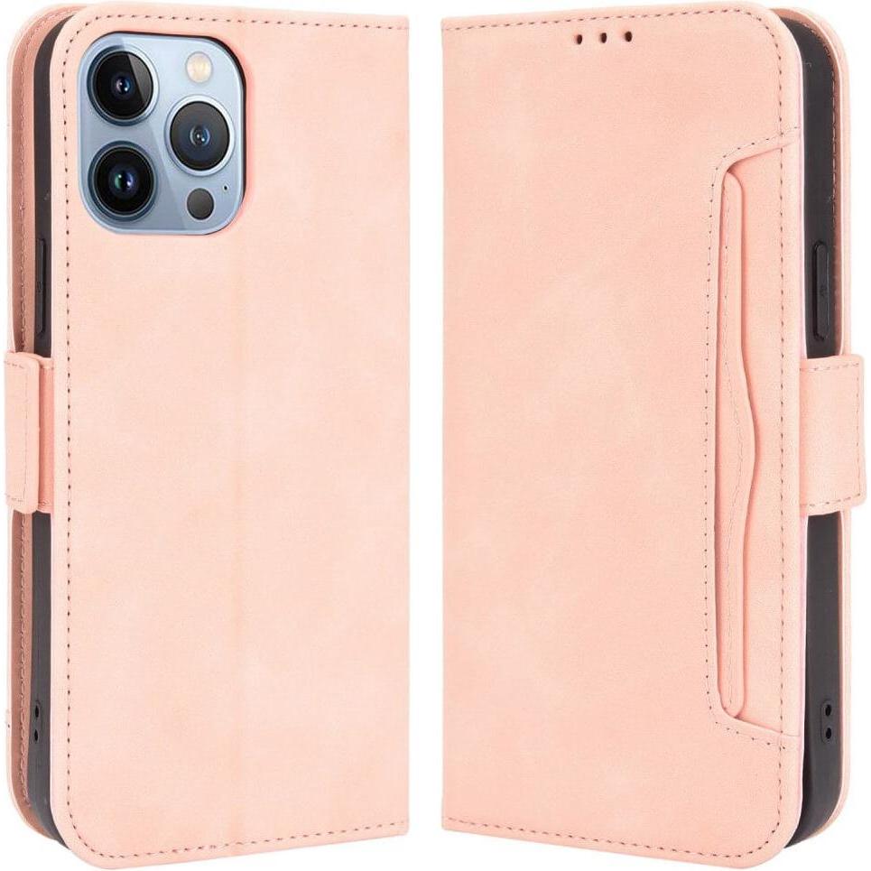 Cover-Discount iPhone 14 - Etui mit vielen Kartenfächer rosa (Apple iPhone 14), Smartphone Hülle, Rosa