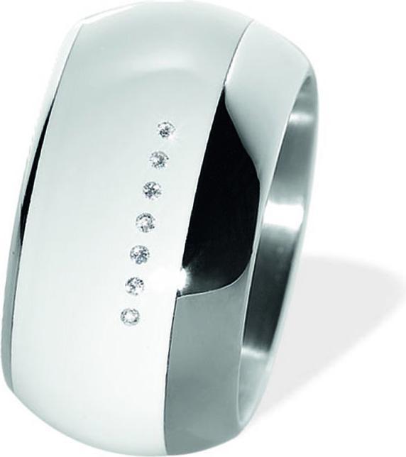 Actual product image Xen Band ring domed with 7 diamonds 0.035 ct. and ceramic white 13 mm (49)