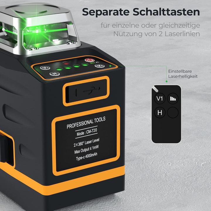 Actual product image Cigman CM720 Kreuzlinienlaser mit Selbstnivellierung