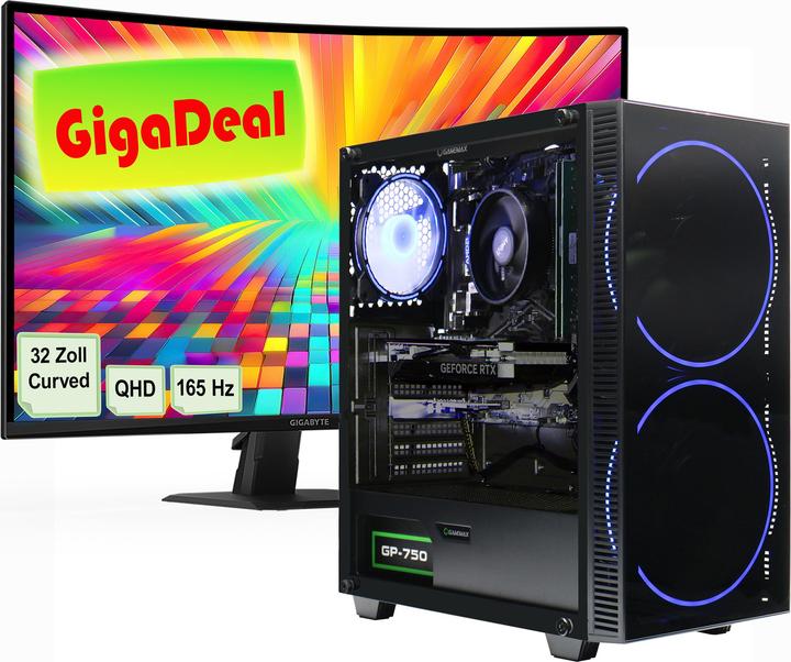 Produktbild GameMax GigaDeal Black Hole SET2571 + Gigabyte GS32QC LED-Monitor Curved, 80 cm (32") (1000 GB, 4 GB, Intel Core i5-14400F, GeForce RTX 5060 Ti)