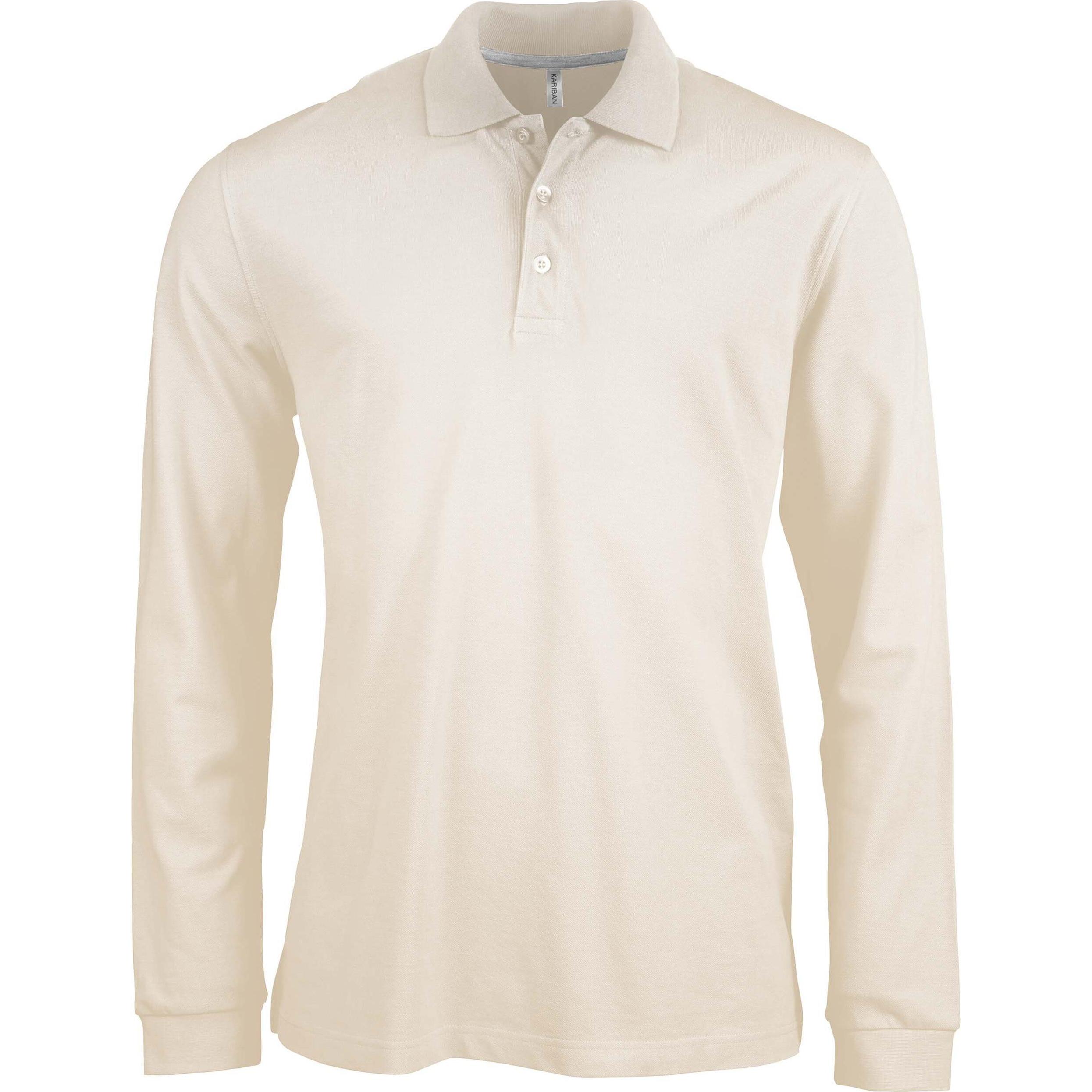 Kariban, Herren, Shirt, Langärmeliges Polo-Shirt, Beige, (M)