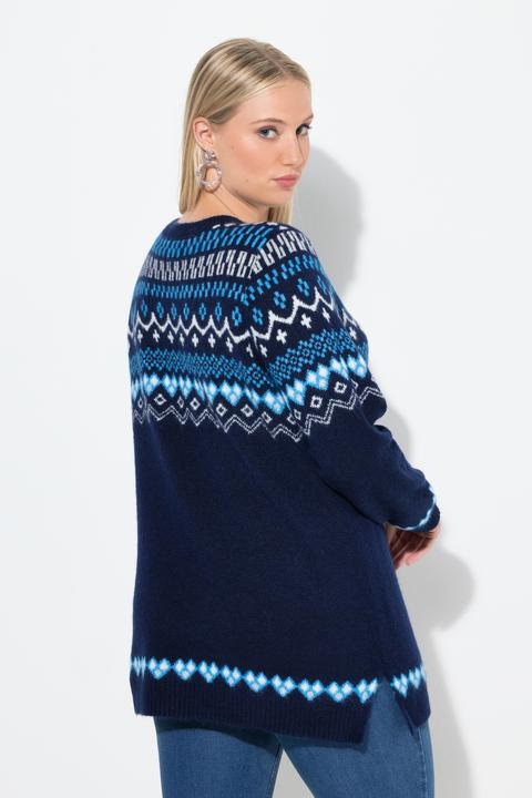 Produktbild Ulla Popken Norweger-Pullover, Rundhals, Langarm, weicher Strick (62)
