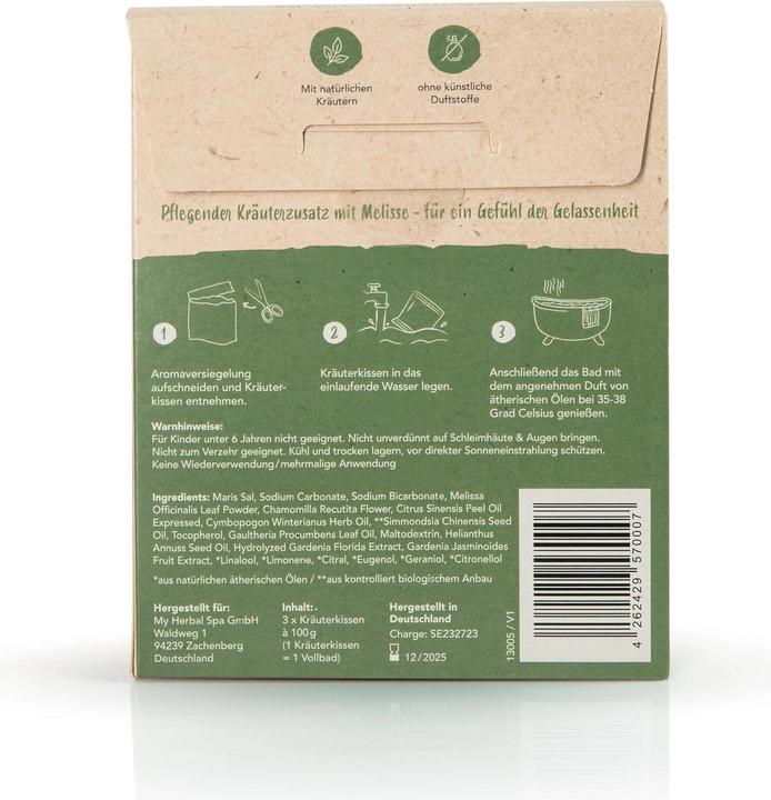 Nährwerte und Zutaten Herbal Spa Badekissen Entspannungszeit 3er Set (Badesalz)