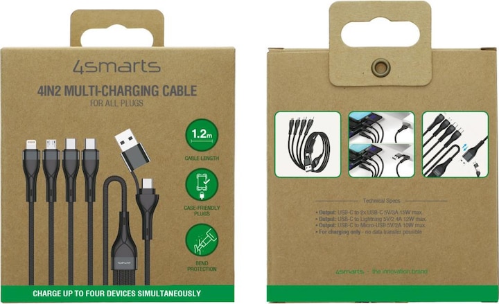 Actual product image 4smarts Multi charging cable 4in2 (1.20 m, USB 2.0)