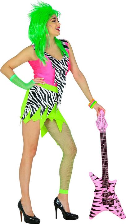 Produktbild Widmann 80er Jahre Neon Kleid mit fingerlose Netzhandschuhe (M)