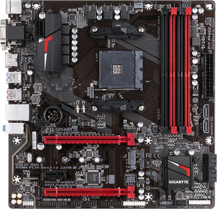 Actual product image Gigabyte GA-AB350M-Gaming 3, mATX, AM4 (AM4, AMD B350, mATX)
