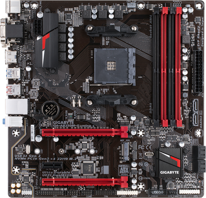 Produktbild Gigabyte GA-AB350M-Gaming 3 (AM4, AMD B350, mATX)