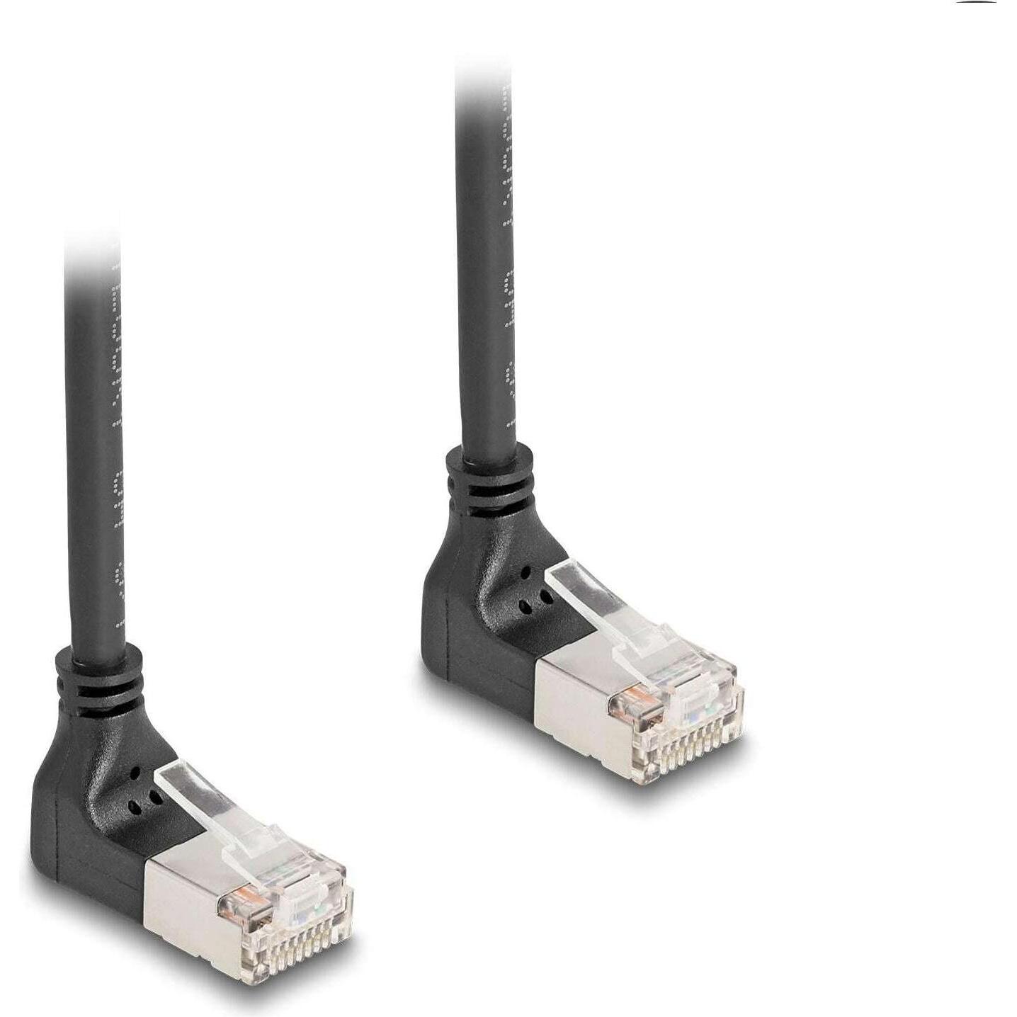 Delock RJ45 Netzwerkkabel Cat.6A S/FTP Slim 90° oben / oben (S/FTP, CAT6a, 5 m), Netzwerkkabel