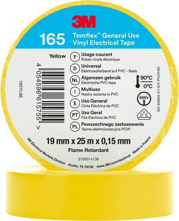 Immagine prodotto 3M Nastro isolante in vinile Temflex 165, 19 mm x 25 m (19 mm)