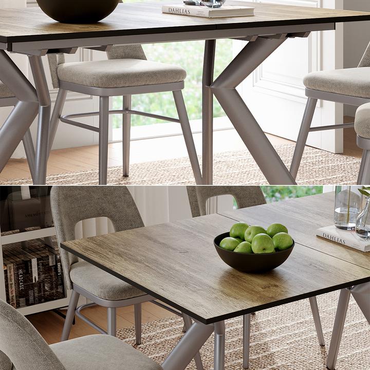 Immagine prodotto Vicco Esstisch Trill, Eiche rustikal/Grau, 140 x 90 cm ausziehbar (140 x 76 x 90 cm)
