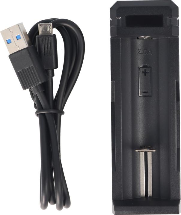 Actual product image Panasonic Akku 18650 mit Schutzschaltung und Schnell-Ladegerät (1 pcs., 18650, 3400 mAh, Battery + charger)