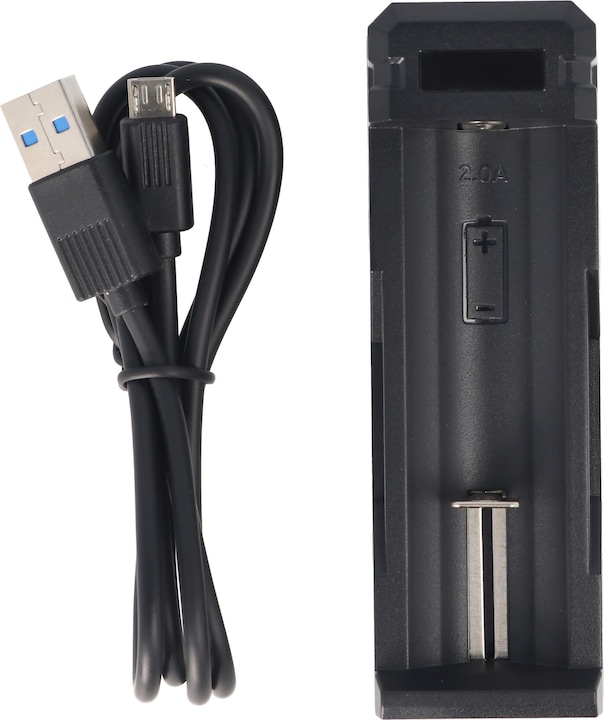 Actual product image Panasonic 18650 battery with protection circuit and fast charger (1 pcs., 18650, 3400 mAh, Battery + charger)