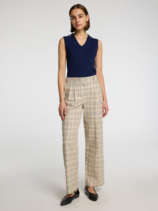 Image du produit Selected Femme Leinenmix Karo Hose mit weitem Bein (40)
